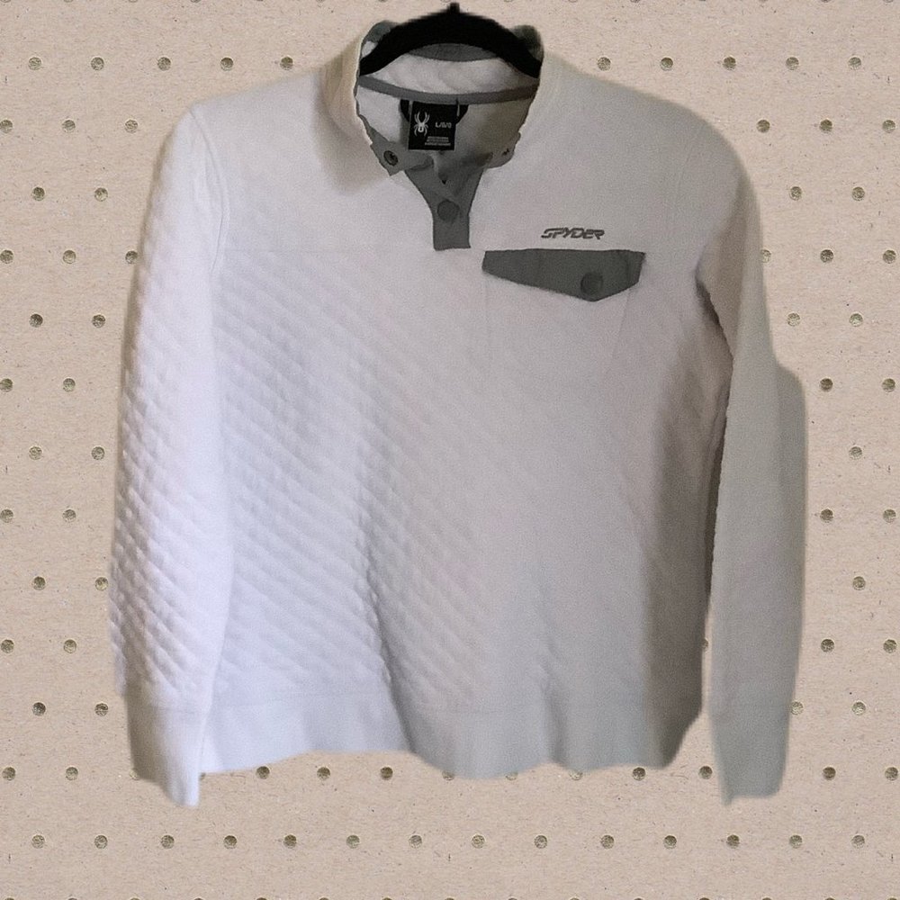 Spyder Quilted Sweatshirt Pullover Snap Neck Lrg